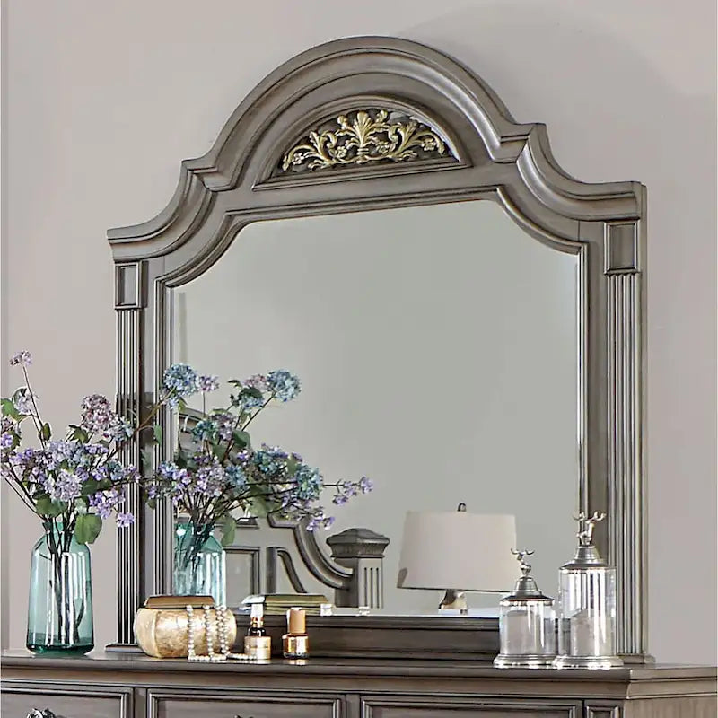 Vame-perinteinen 2-osainen lipasto- ja peilisetti, 9 laatikkoa, Furniture of America