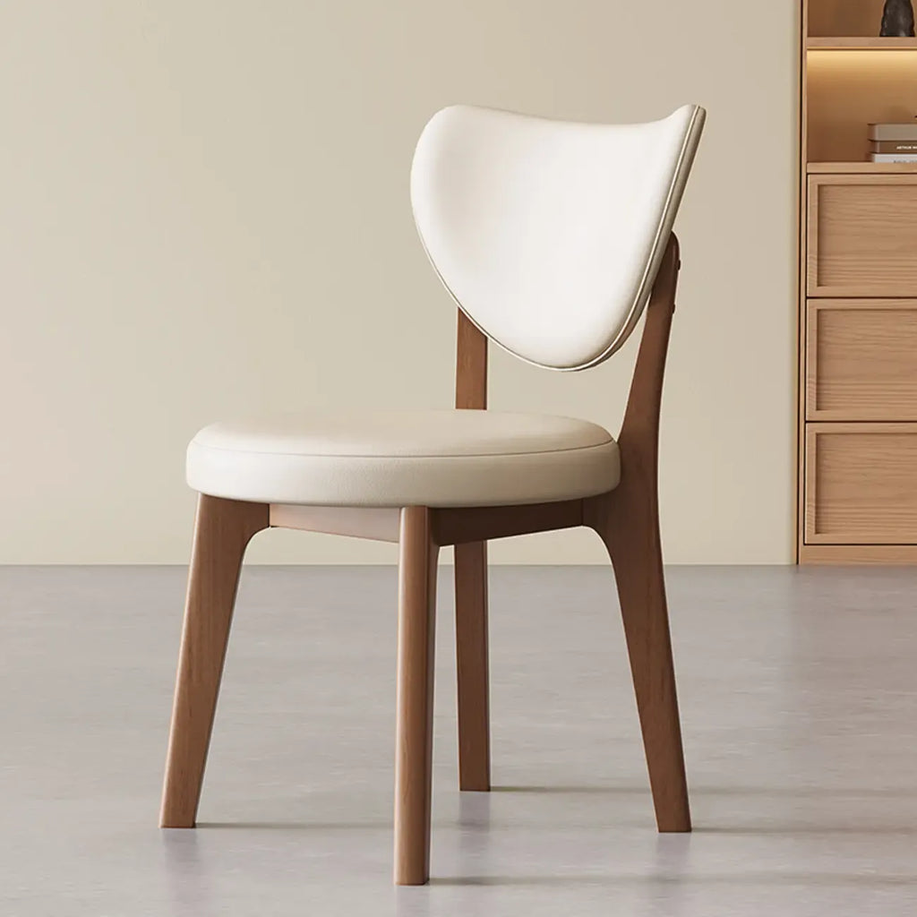 Chaise de salle à manger moderne sans accoudoirs, dossier enveloppant et revêtement en similicuir