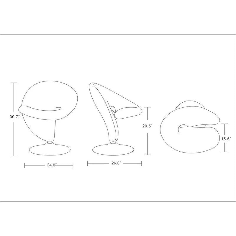 Poltrona girevole d'accento Manhattan Comfort Curl in misto lana e cromo (set da 2)