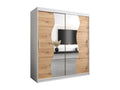 Kleiderschrank – Silber/Weiß/Braun