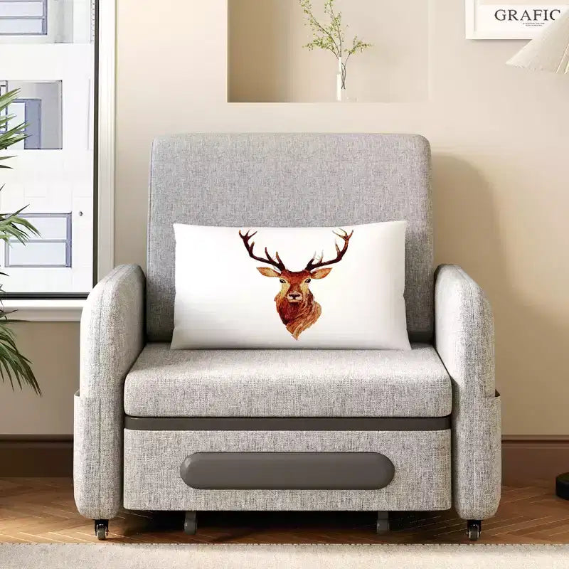 Fauteuil-lit convertible 3-en-1 Gaoyangjiaju avec tiroir de rangement - canapé-lit gigogne avec poche latérale et oreiller - gris