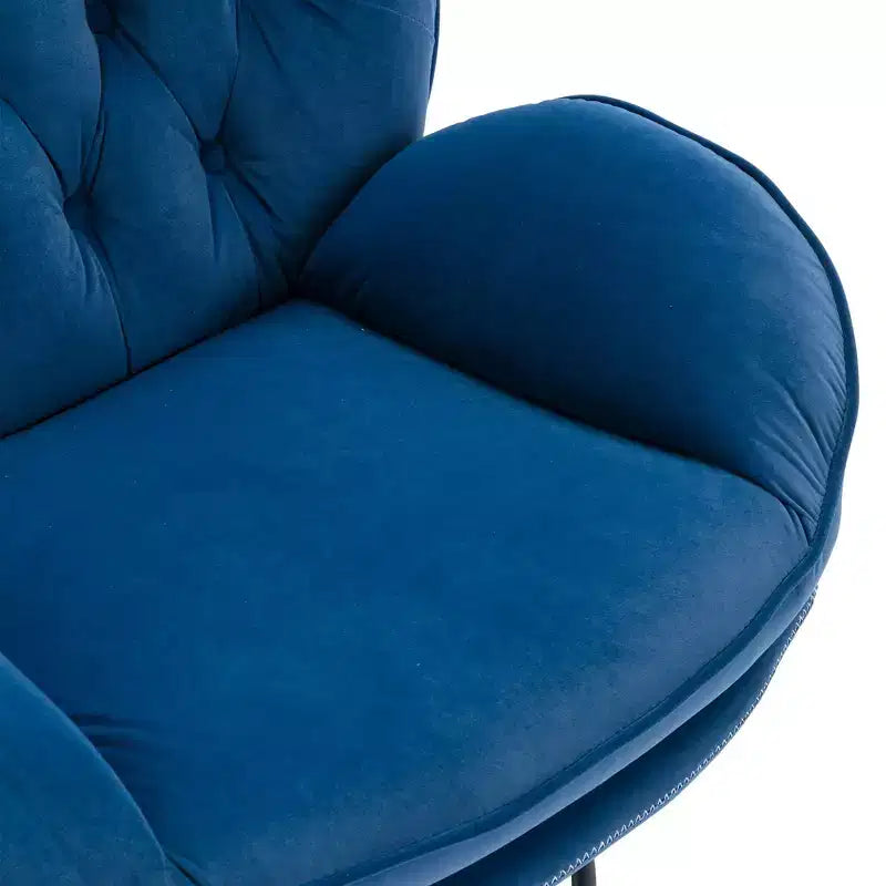 Okak Samt-Sessel mit Hocker, moderner armloser Wohnzimmersessel im Mid-Century-Stil, weicher und bequemer Sessel zum Fernsehen und Spielen