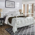 Caledonia metalen queensize bed met gegoten knoopdetails - antiekwit - iNSPIRE Q