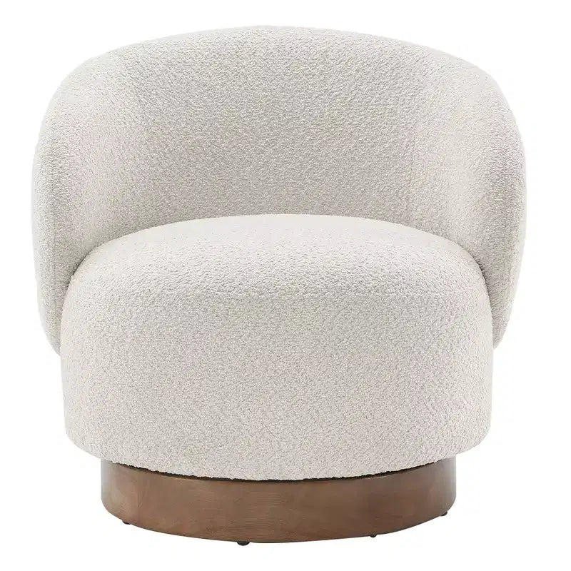 Poltrona barrel girevole imbottita d'accento Spruce&Spring con base in legno