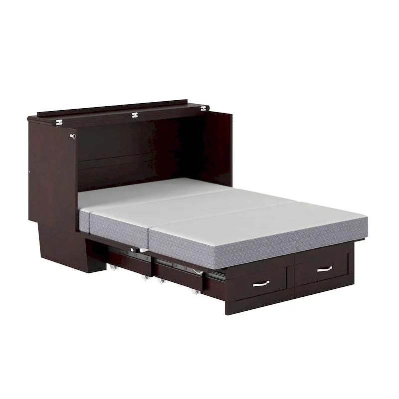 Monroe Full Murphy Bed Chest with 6 Memory Foam Mattress