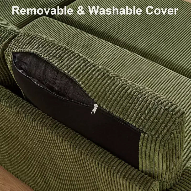 Dyonery 2-in-1-Schlafsofa zum Ausziehen mit Stauraum und Récamiere, Cord-Ecksofa mit USB-Anschlüssen für das Wohnzimmer