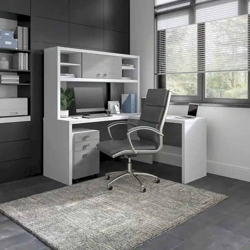 Echo L Shaped Desk with Hutch and Drawers