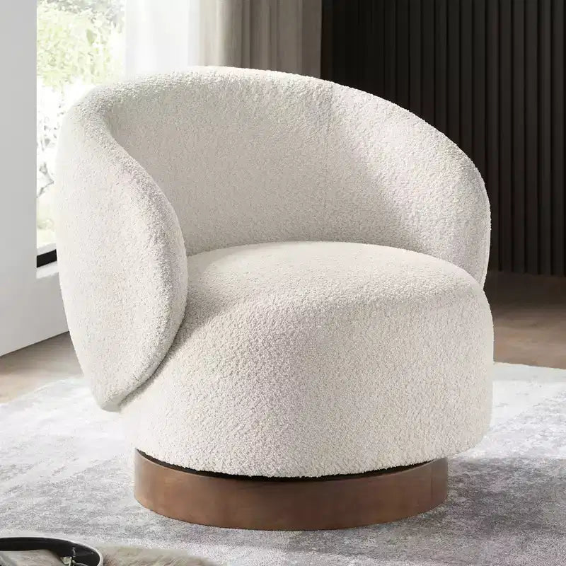Spruce&Spring Upholstered Swivel Accent Barrel Chair with Wood Base