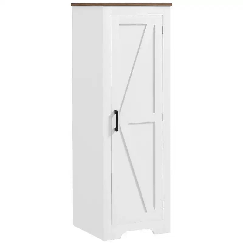 Armadio contenitore HOMCOM in stile rustico con ripiano regolabile, mobiletto decorativo con una porta tipo fienile per soggiorno, dispensa da pavimento, bianco
