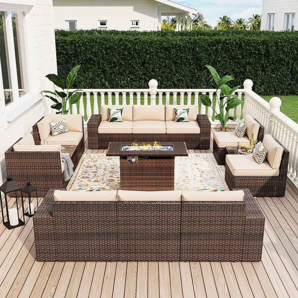13-teiliges Gartenmöbel-Set mit 44-Feuertisch