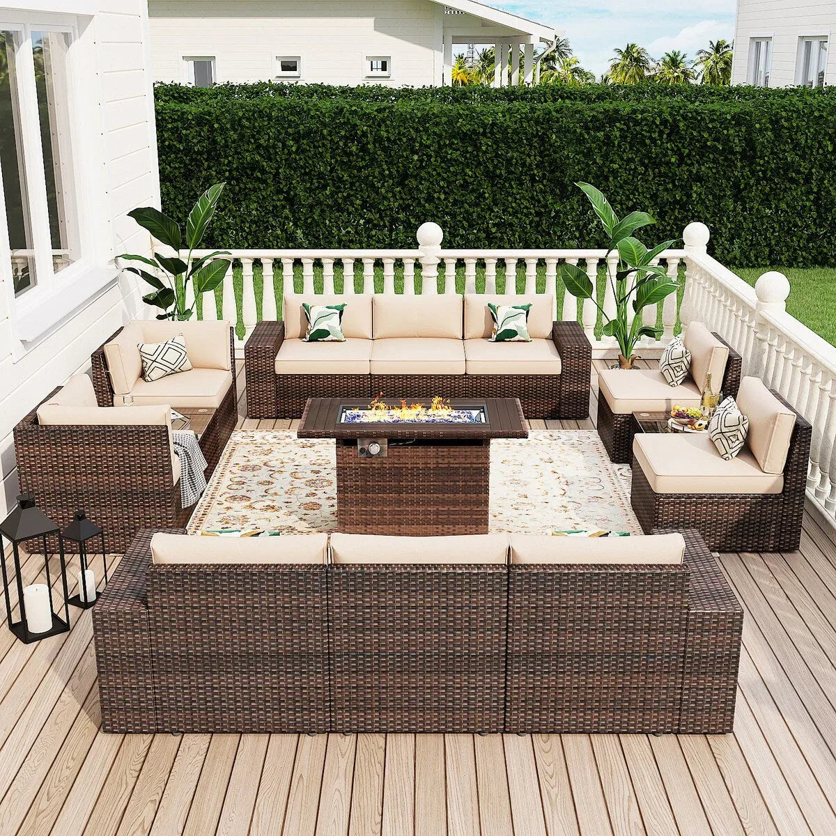 13-teiliges Gartenmöbel-Set mit 44-Feuertisch