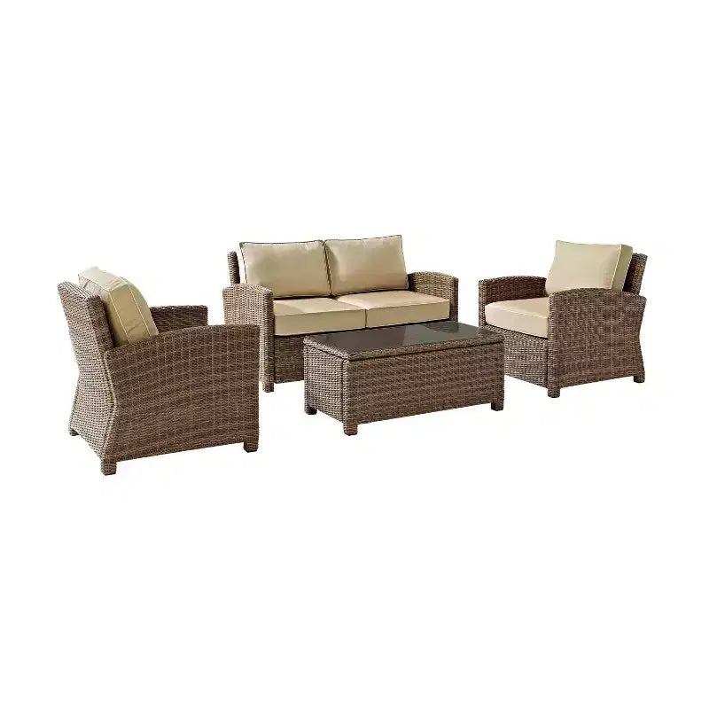 Bradenton 4pc Outdoor Wicker Conversation Set - Crosley