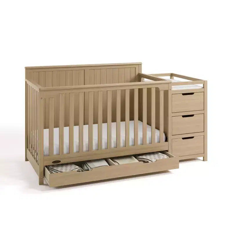 5-in-1 Convertible Crib and Changer with Drawer