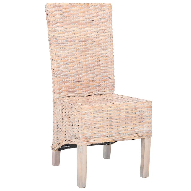 Set di 2 sedie da pranzo in vimini naturale, 19 L x 22 P x 41 H, stile boho costiero