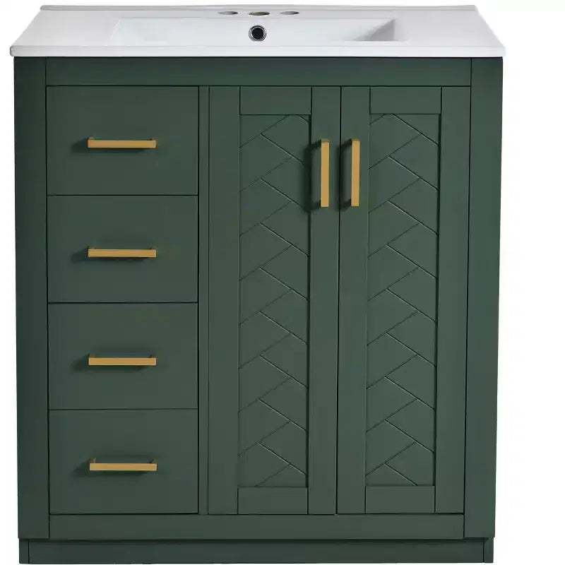 30 Single Sink Bathroom Vanity with Cabinet & 3 Drawers 鈥?Black / Blue / Green / Indigo / White