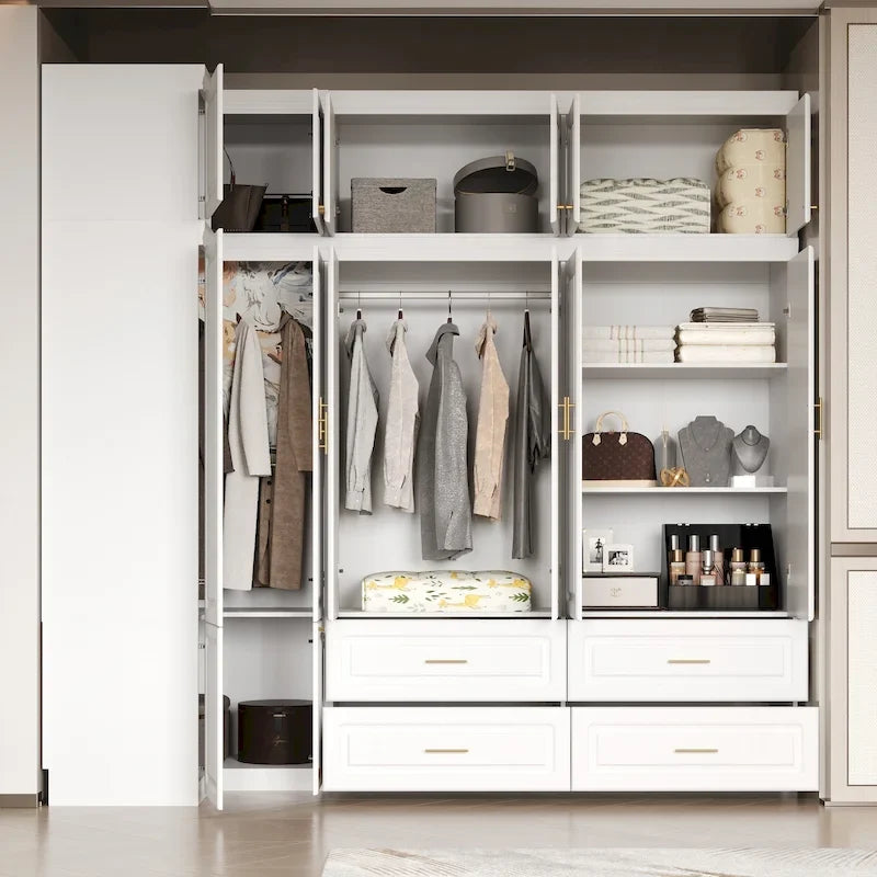 93.9H/74.2H Armoires Wardrobe Closet Cabinet Hanging Drawers Storage