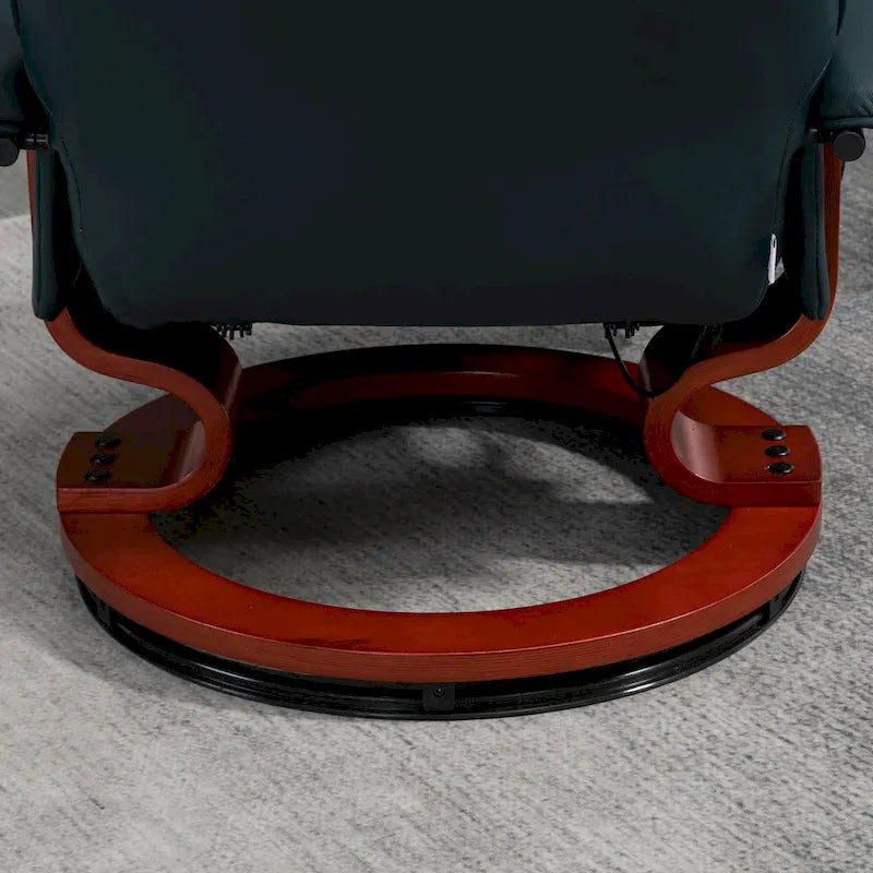 HomCom verstelbare handmatige relaxstoel van imitatieleer met draaivoet en comfortabele, ontspannende voetensteun