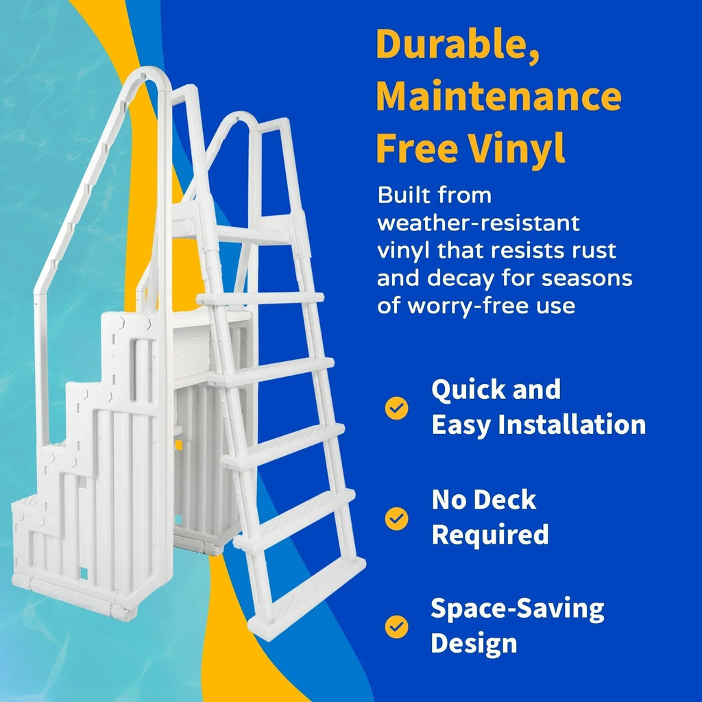 Blue Wave Easy zwembadtrap met buitentrap voor bovengrondse zwembaden - 32,5 inch B x 56 inch D x 81 inch H
