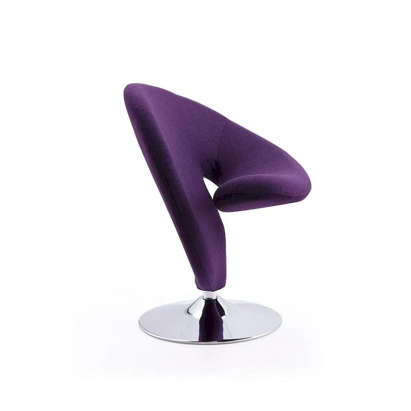 Poltrona girevole d'accento Manhattan Comfort Curl in misto lana e cromo (set da 2)