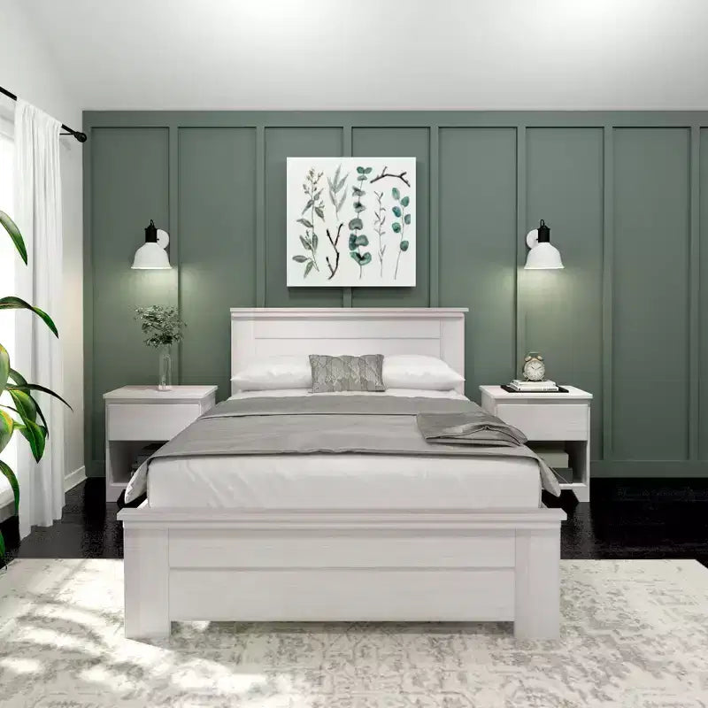 Plank+Beam Farmhouse Full Size Bed Frame with Headboard, Solid Wood Platform Bed