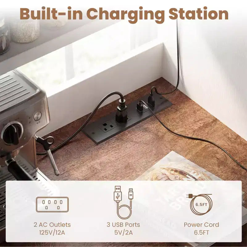 Mobile dispensa da cucina Besiost con spazio per mini frigorifero, mobile bar per caffè con ripiano contenitore
