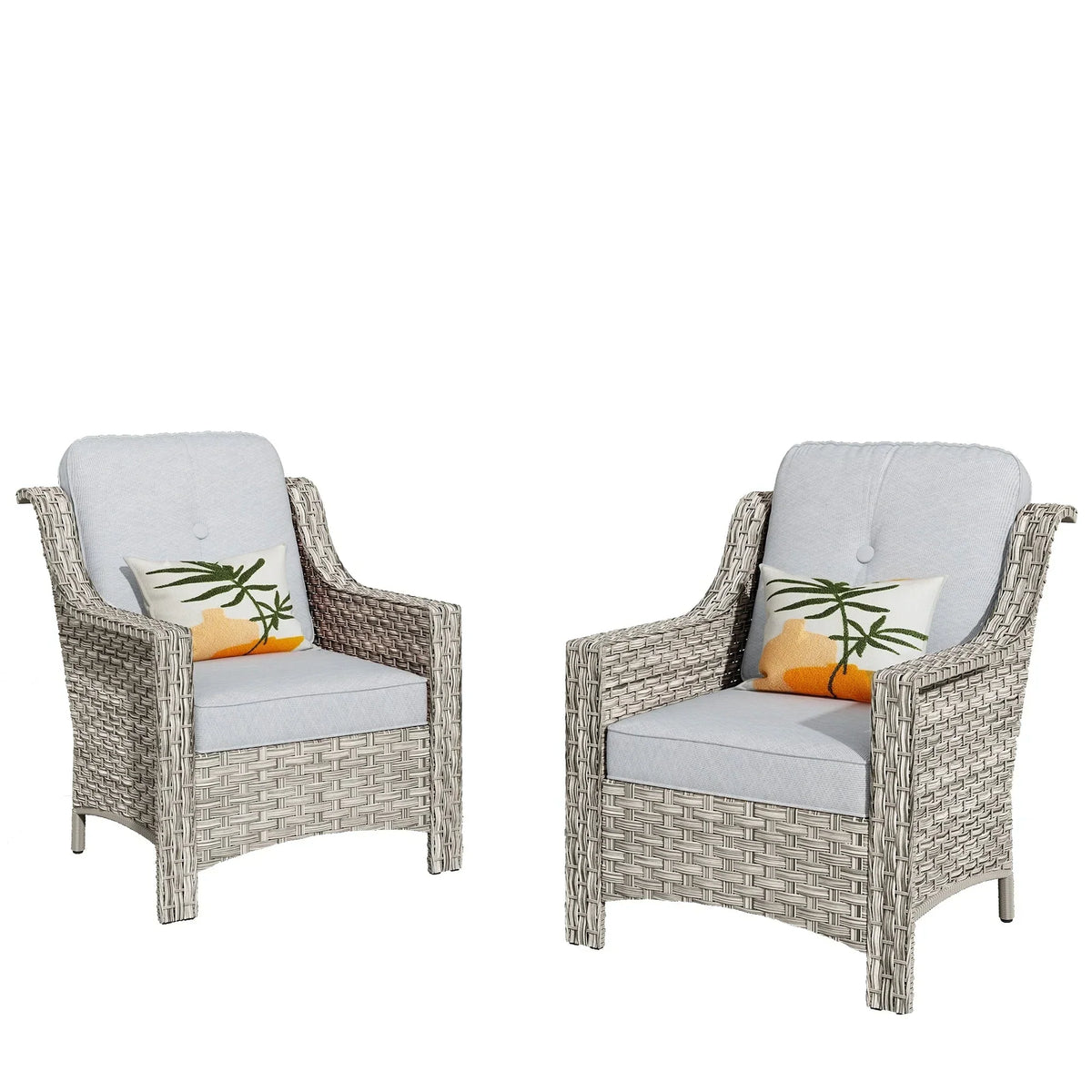HOOOWOOO 2-delige tuinset met stoelen met hoge rugleuning van vlechtwerk en rotan