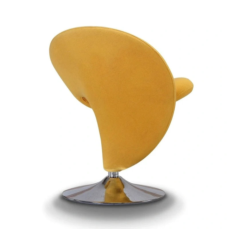 Poltrona girevole d'accento Manhattan Comfort Curl in misto lana e cromo (set da 2)