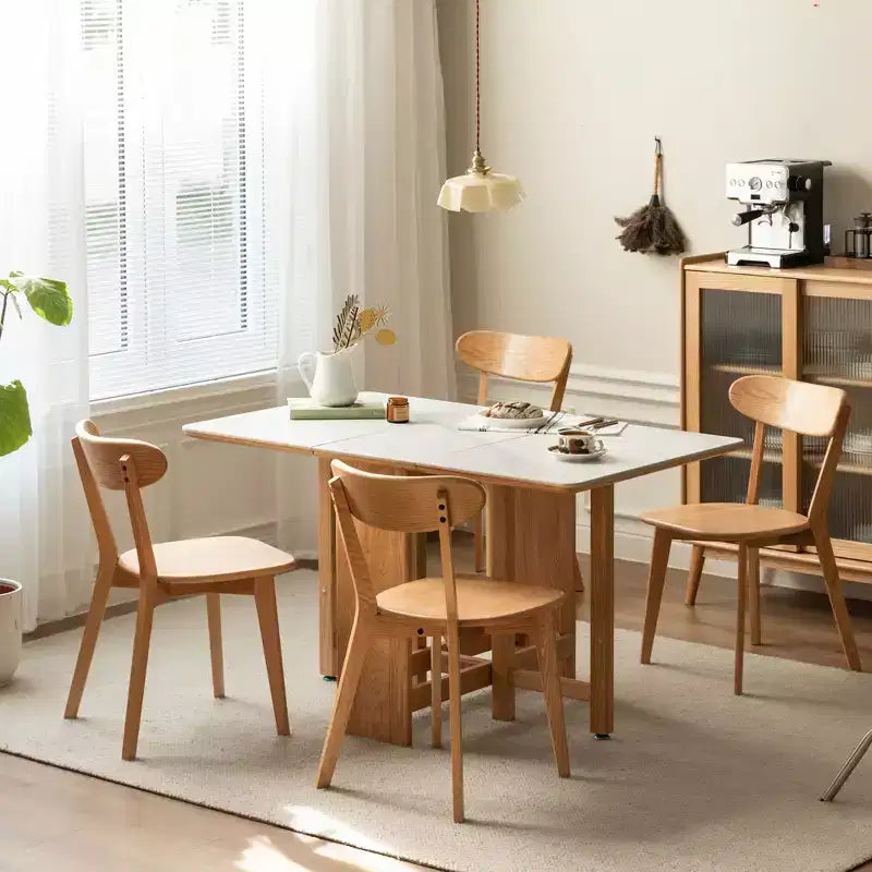 MAYEERTY set van 4 eetkamerstoelen van massief hout, natuurlijke houten stoelen voor keuken, eetkamer of woonkamer