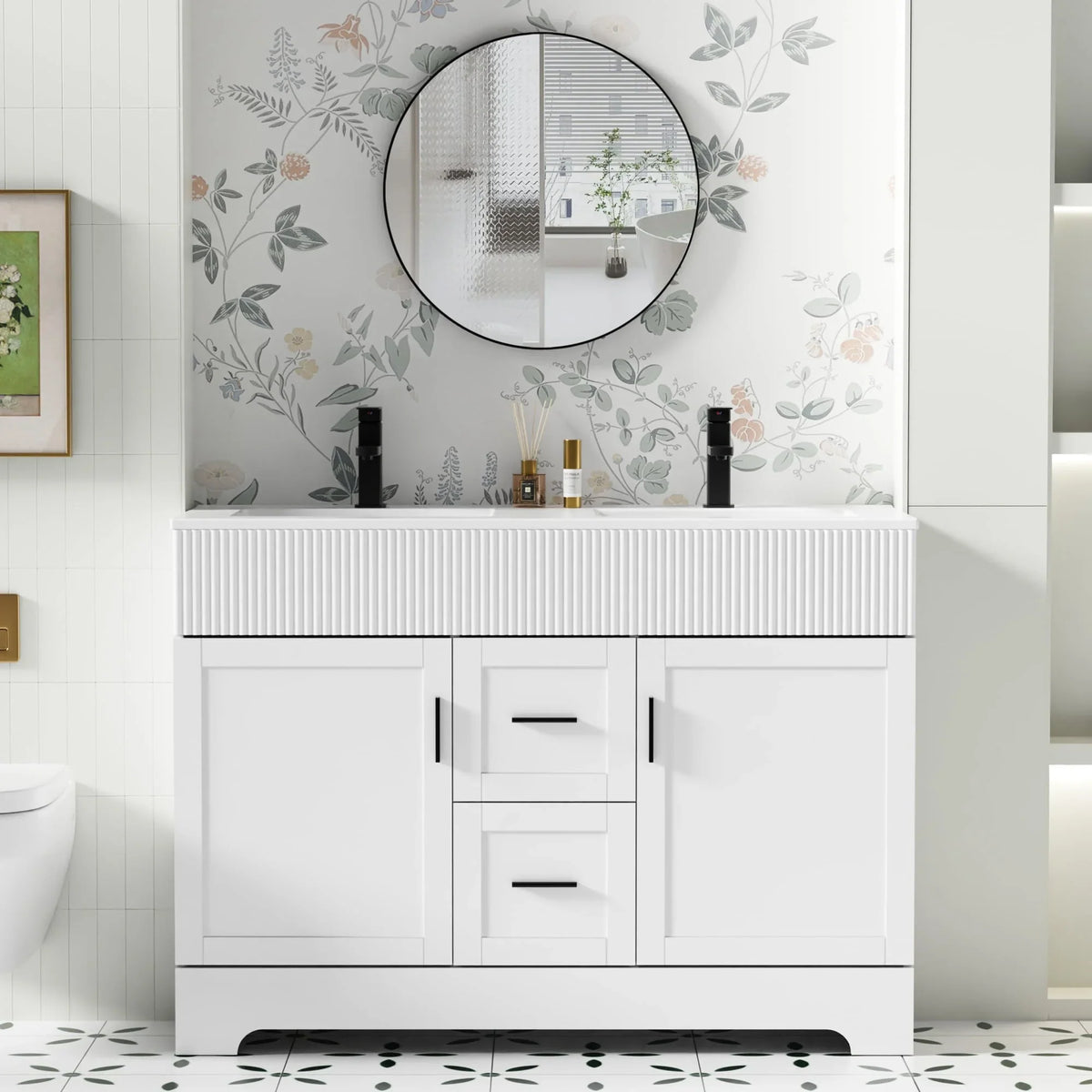 Wavy Line badkamermeubelset van 30/36/48 inch met wastafel en kraan