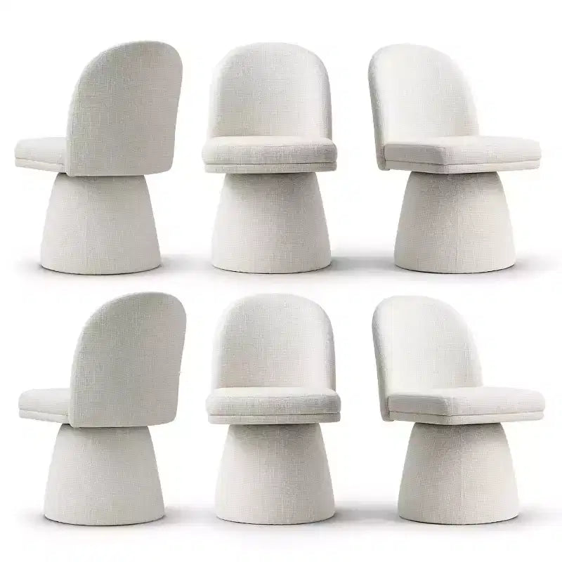 Set van 6 moderne 360° draaibare eetkamerstoelen zonder armleuningen, met voetstukachtige basis, elegante accentstoelen voor keuken, eetkamer of kantoor -Panipeachy