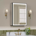 Bathroom Medicine Cabinet with LED Mirror, Surface or Recessed Mount, Dimmable Light, Anti-Fog, Adjustable Shelving