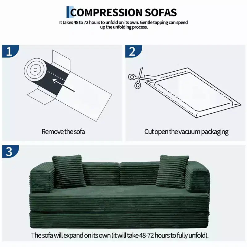 Sofá cama convertible 5 en 1 de 80,7, de pana, soporta 1200 lb, sin ensamblaje
