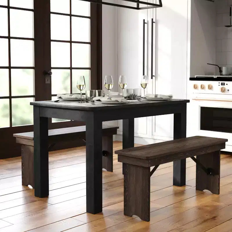 Flash Furniture 46 x 30 Rectangular Solid Pine Farm Dining Table