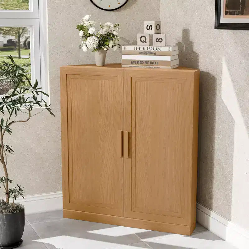 Dovelina Corner Cabinet with Adjustable Shelves Sideboard Buffet Wine Cabinet Kitchen and Dining Cabinet with Wood Doors - 31H x 31W, 36H x 31W