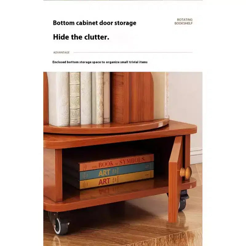 Libreria angolare Chic Crate a 6 ripiani con rotazione a 360° e ruote, libreria stretta per piccoli spazi, marrone noce