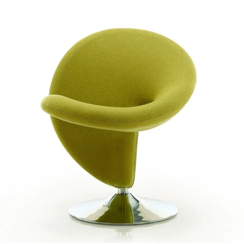 Poltrona girevole d'accento Manhattan Comfort Curl in misto lana e cromo (set da 2)
