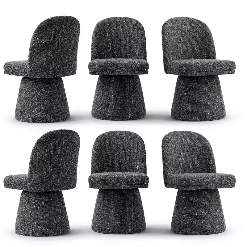 Set van 6 moderne 360° draaibare eetkamerstoelen zonder armleuningen, met voetstukachtige basis, elegante accentstoelen voor keuken, eetkamer of kantoor -Panipeachy