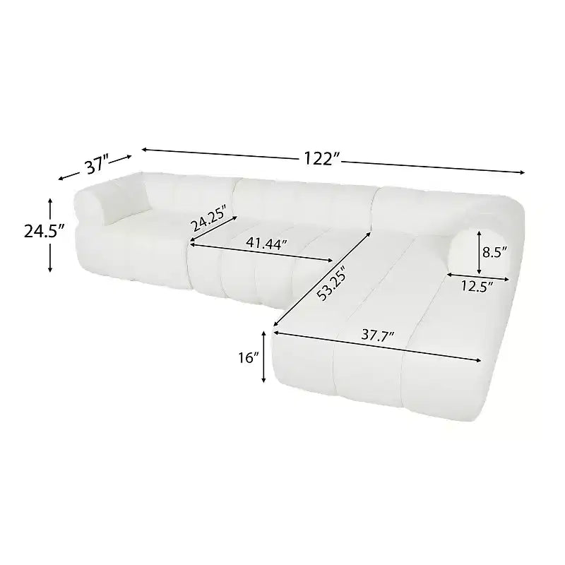 Christopher Knight Home Keri 122 Modern L-Shaped High-Density Foam Sectional Sofa with Low Backrest