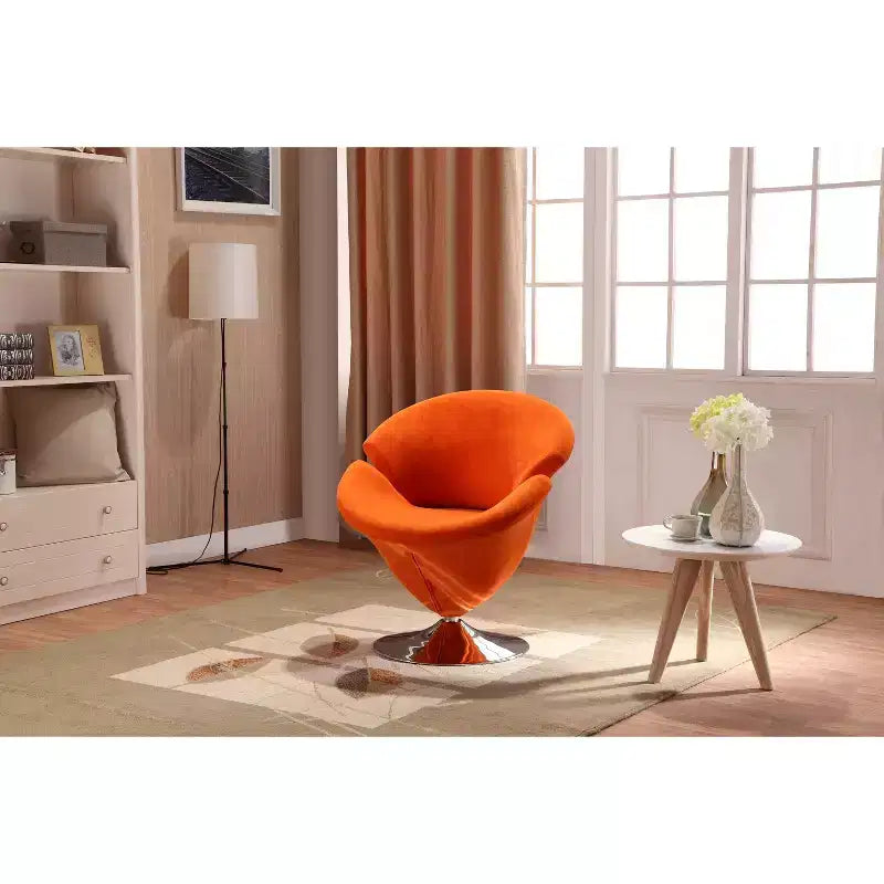 Manhattan Comfort 4 darabos Tulip forgatható hangsúlyszék-garnitúra, narancssárga/sárga: bársony kárpitozás, összeszerelést nem igényel