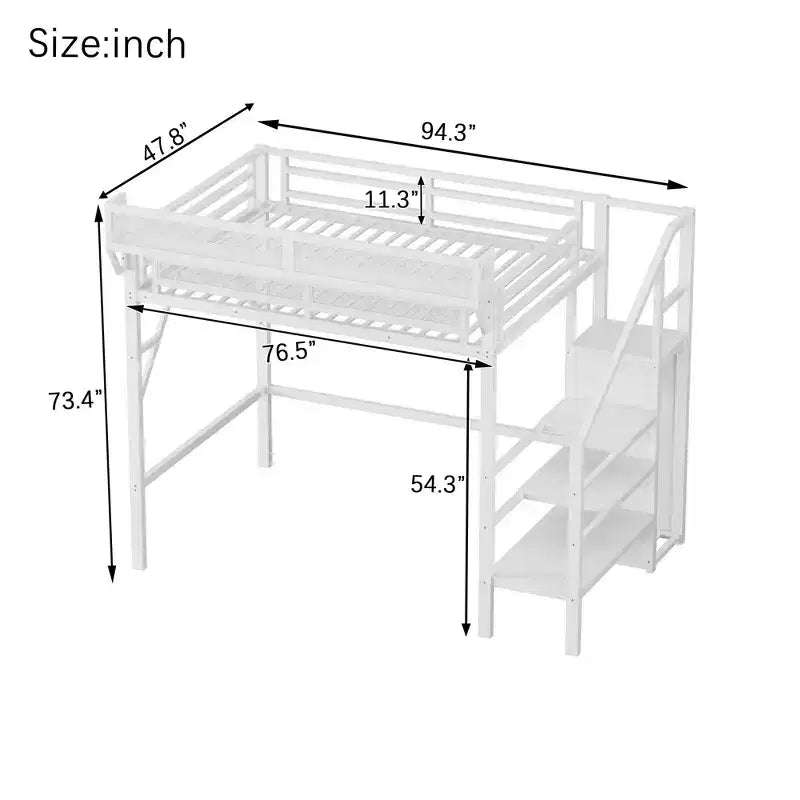 Okak hoogslaper van 239 cm voor een eenpersoonsbed met kledingkast, eenpersoonsbed met opbergplanken en mand, bedframes voor slaapkamer en studentenhuis