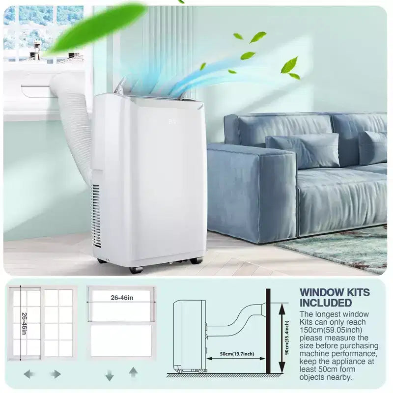 Draagbare airconditioner van 14000 Btu, koelt tot 750 vierkante voet, draagbare airco met ontvochtiger