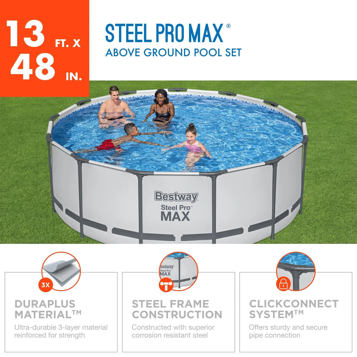 Bestway Steel Pro MAX rond bovengronds zwembad met pomp en afdekzeil