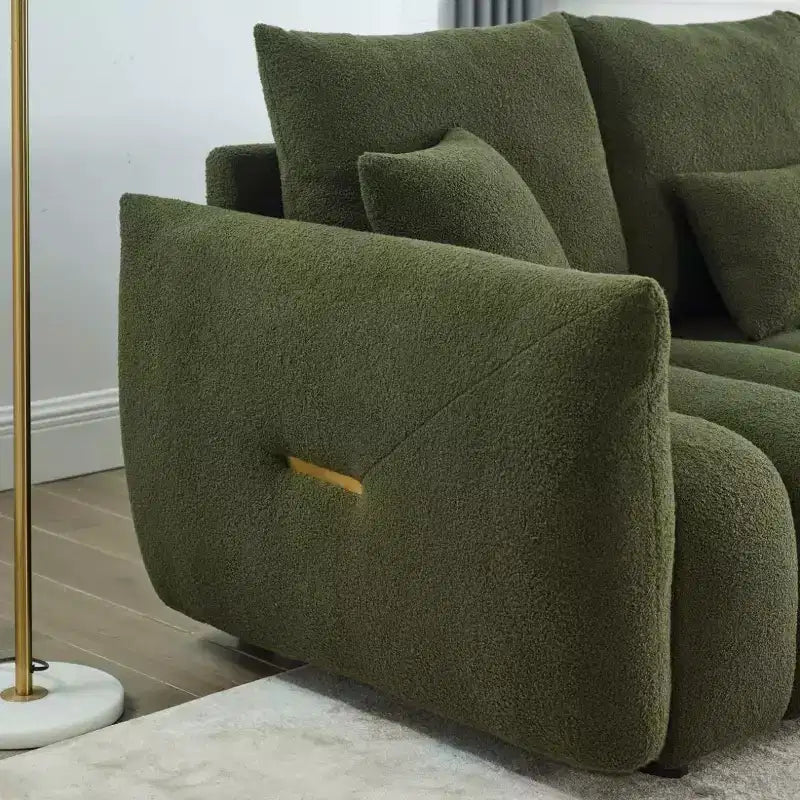 GDFStudio Alanna 79,5 modernes 3-Sitzer-Sofa mit Teddy-Stoffbezug und Kissen