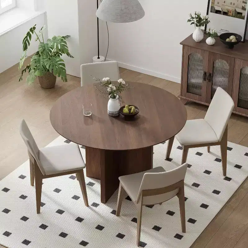 PexFix runder Esstisch aus Massivholz, 45 x 45, mit Walnuss-Finish und eleganten Bogenbeinen für moderne Esszimmer und Küchen
