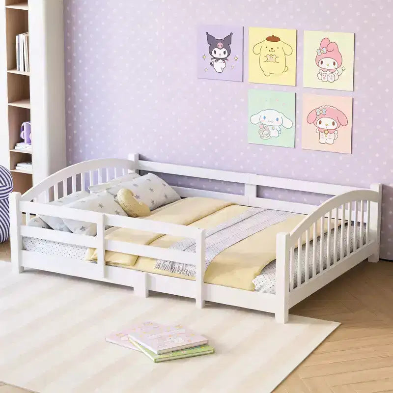 Luxystar Full Size Montessori Low Profile Bed with Safety Rails and Headboard