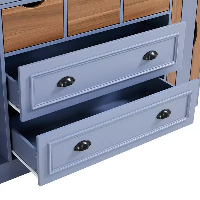 Despensa de cocina independiente Whisen de 71'' de altura, armario grande de almacenamiento para comedor con aparador, 4 puertas plegables, estantes y botelleros