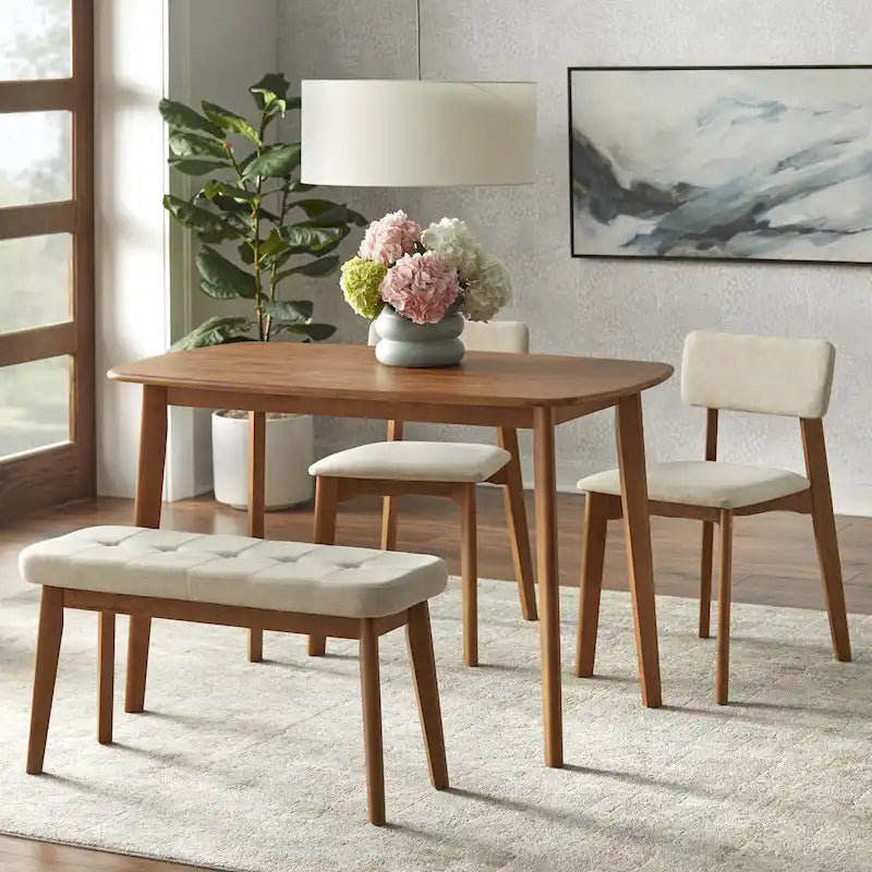 Simple Living Nettie-eetset van massief hout, 4-delig