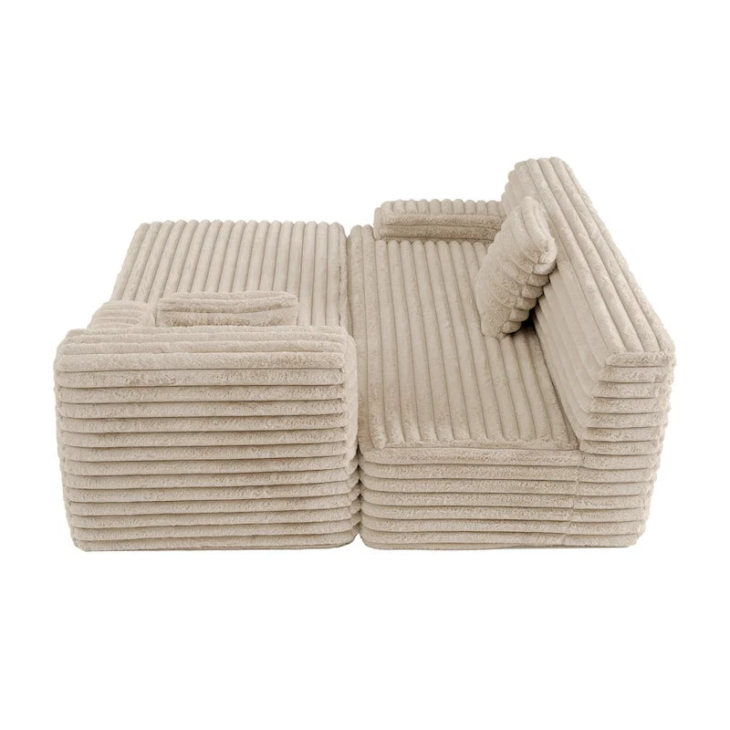 Divano componibile Cloud, divano moderno imbottito con 2 cuscini decorativi, divano componibile combinabile liberamente, divano componibile a L