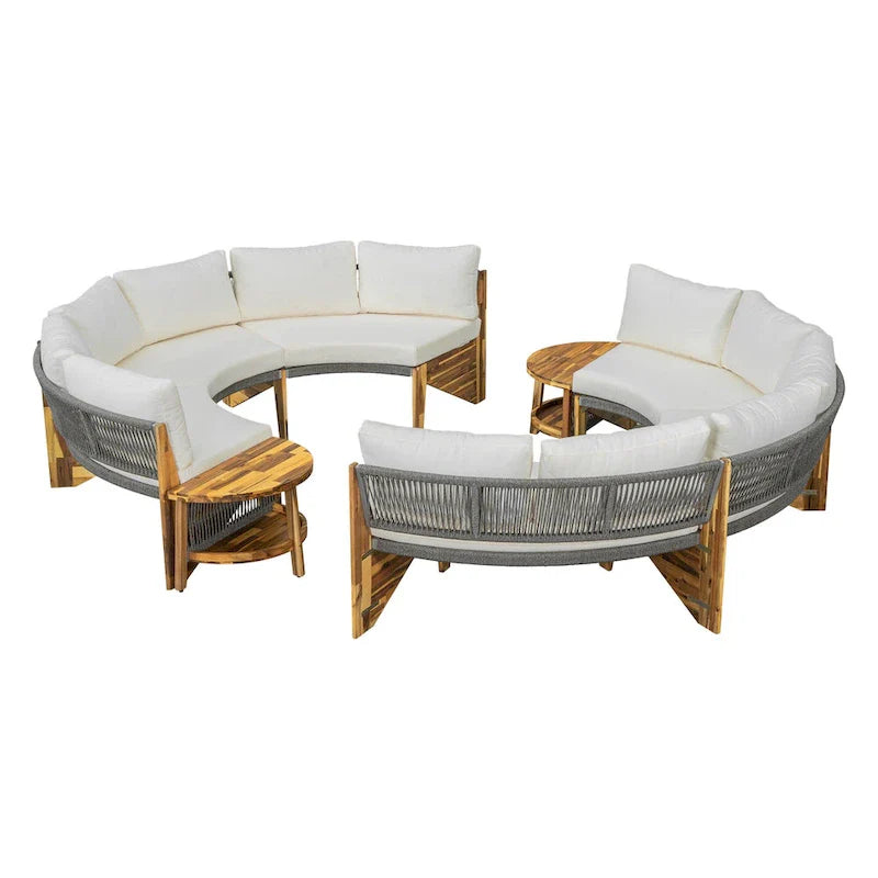 Ensemble de salon extérieur pour 6 personnes avec coussins et 1 table basse