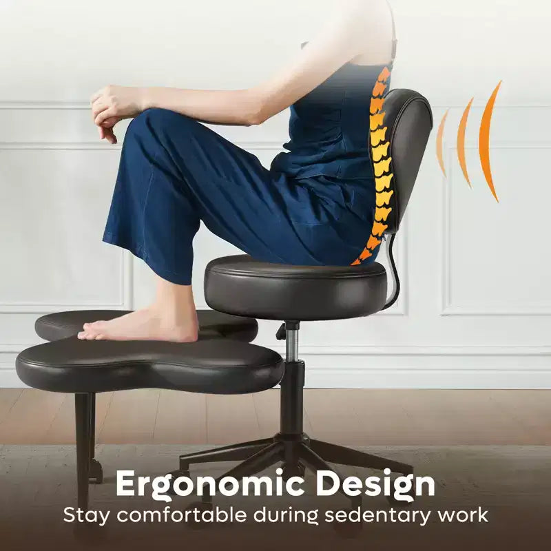 Sedia da ufficio ergonomica Pinmoco Criss Cross, sedia da meditazione regolabile in altezza, girevole a 360°, supporto lombare, sedia da lavoro e da ufficio, sedia per ADHD